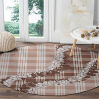 Beige Hawaii Palaka Round Carpet Hawaiian Honohono Lei