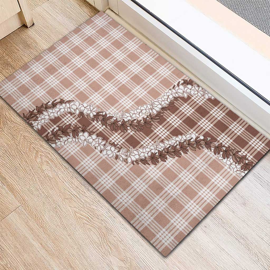 Beige Hawaii Palaka Rubber Doormat Hawaiian Honohono Lei LT05 - Polynesian Pride