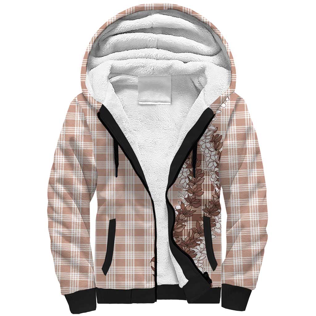 Beige Hawaii Palaka Sherpa Hoodie Hawaiian Honohono Lei LT05 Unisex Beige - Polynesian Pride