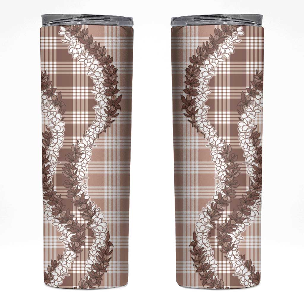 Beige Hawaii Palaka Skinny Tumbler Hawaiian Honohono Lei LT05 Beige - Polynesian Pride