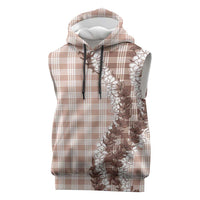 Beige Hawaii Palaka Sleeveless Hoodie Hawaiian Honohono Lei LT05 Beige - Polynesian Pride