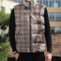 Beige Hawaii Palaka Sleeveless Puffer Jacket Hawaiian Honohono Lei