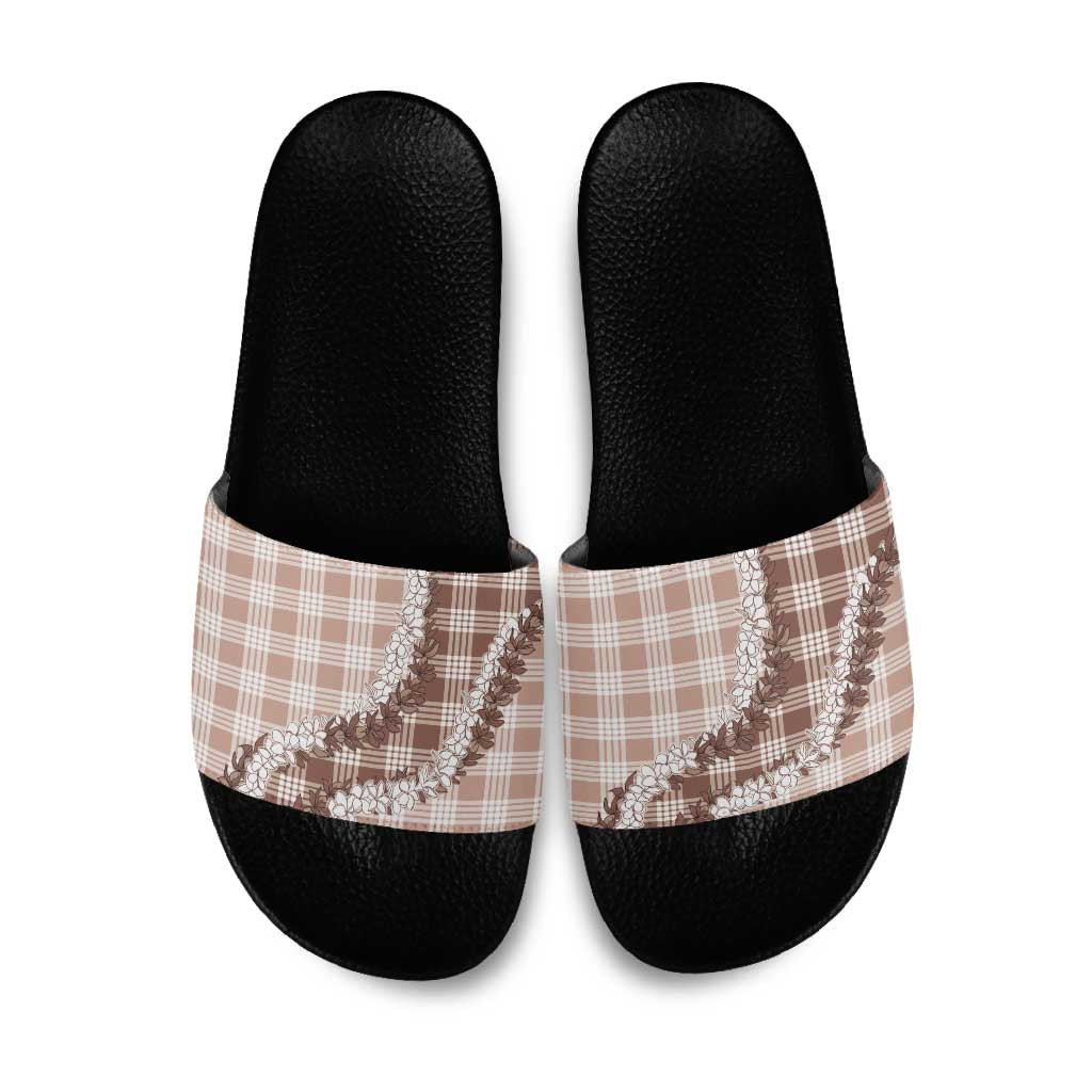 Beige Hawaii Palaka Slide Sandals Hawaiian Honohono Lei LT05 Beige - Polynesian Pride
