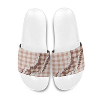 Beige Hawaii Palaka Slide Sandals Hawaiian Honohono Lei LT05 Beige - Polynesian Pride