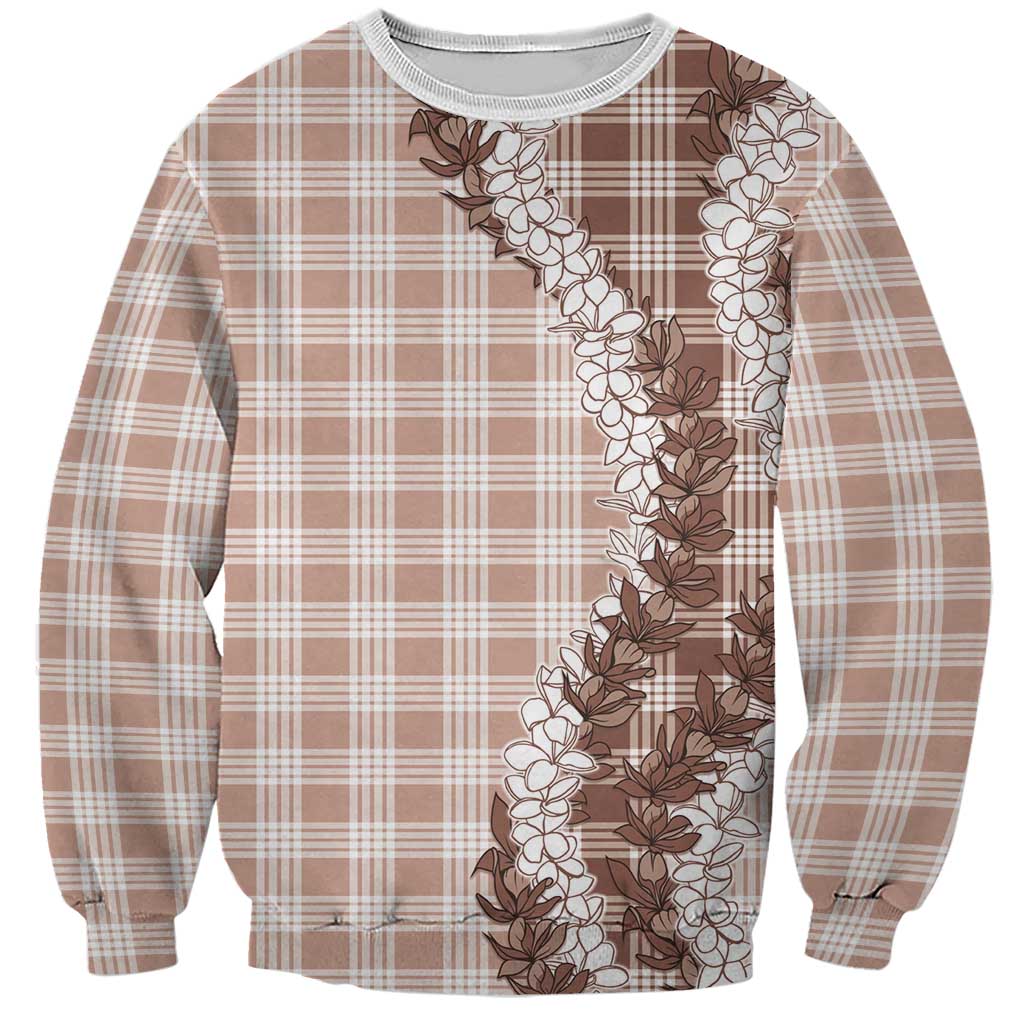 Beige Hawaii Palaka Sweatshirt Hawaiian Honohono Lei LT05 Unisex Beige - Polynesian Pride
