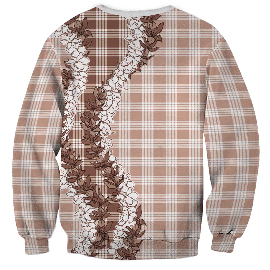 Beige Hawaii Palaka Sweatshirt Hawaiian Honohono Lei LT05 - Polynesian Pride