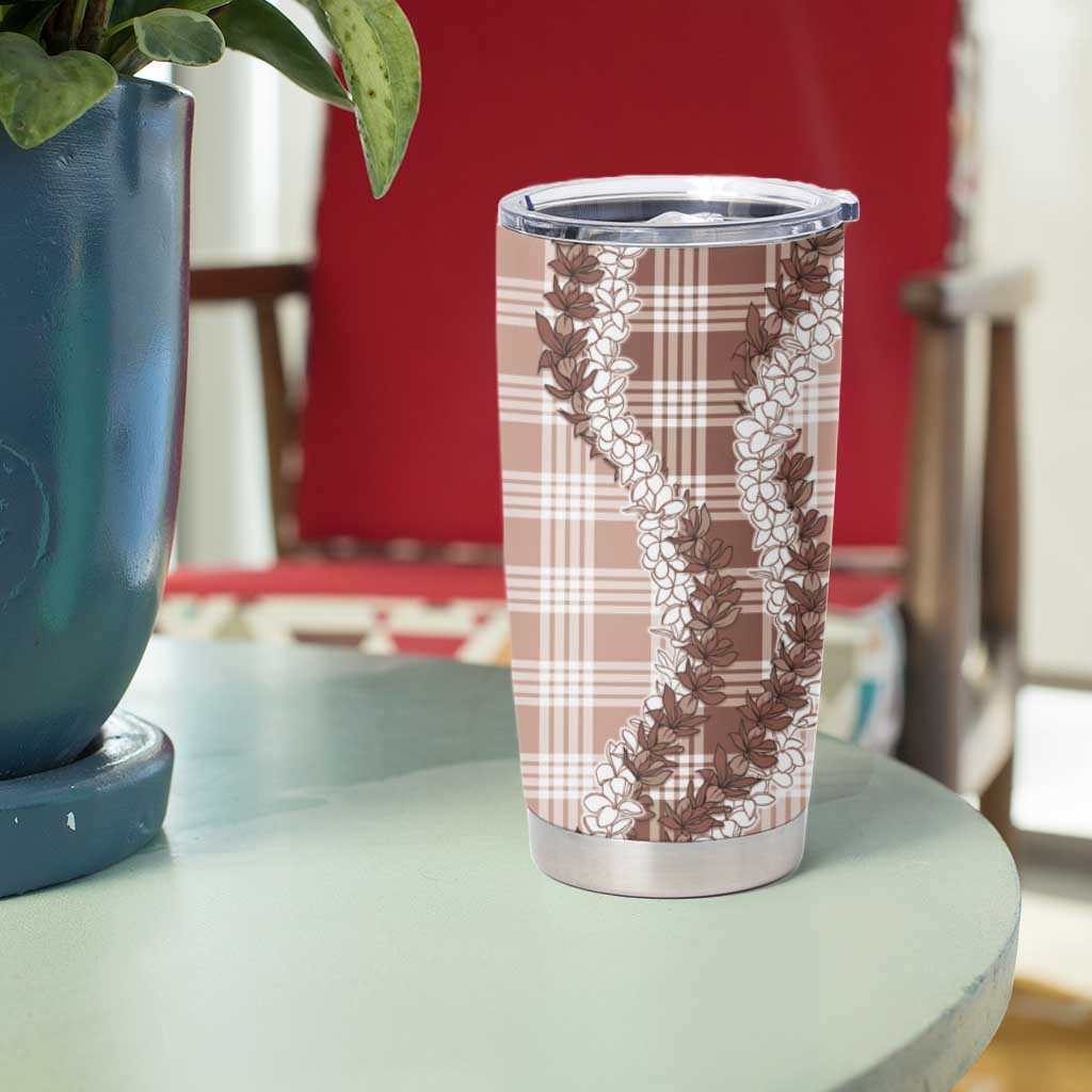 Beige Hawaii Palaka Tumbler Cup Hawaiian Honohono Lei LT05 - Polynesian Pride