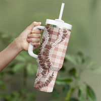 Beige Hawaii Palaka Tumbler With Handle Hawaiian Honohono Lei LT05 - Polynesian Pride