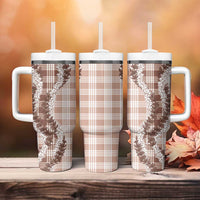 Beige Hawaii Palaka Tumbler With Handle Hawaiian Honohono Lei LT05 - Polynesian Pride