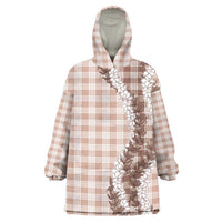 Beige Hawaii Palaka Wearable Blanket Hoodie Hawaiian Honohono Lei LT05 One Size Beige - Polynesian Pride