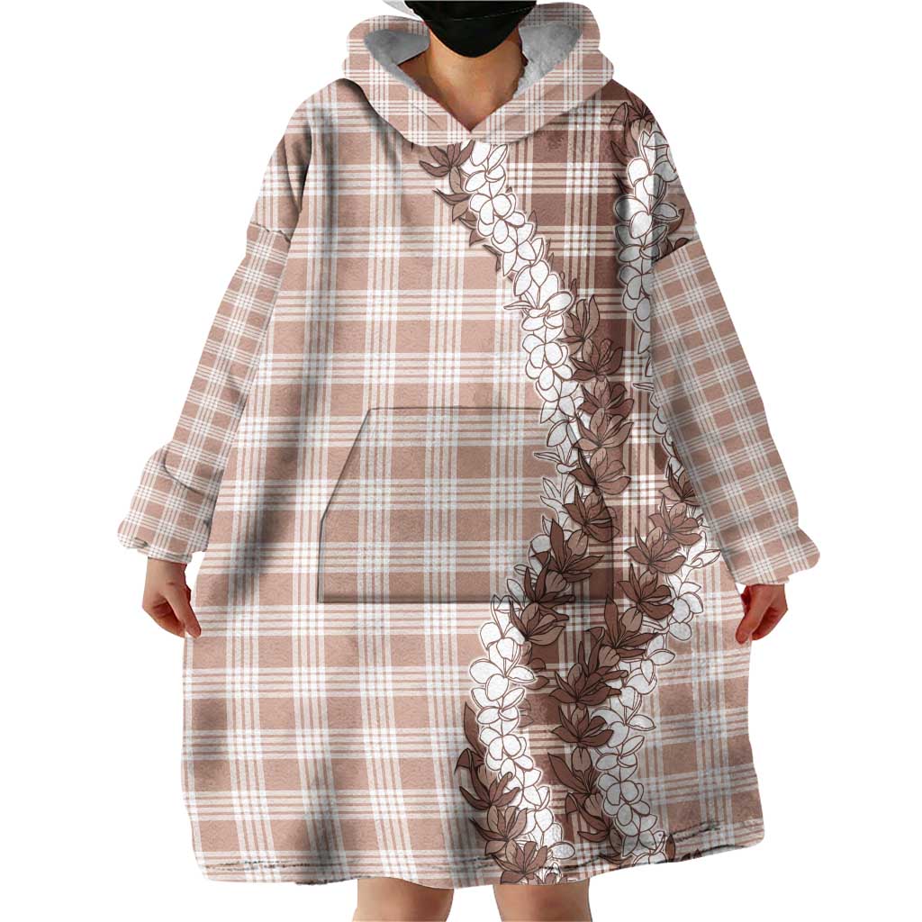 Beige Hawaii Palaka Wearable Blanket Hoodie Hawaiian Honohono Lei LT05 - Polynesian Pride