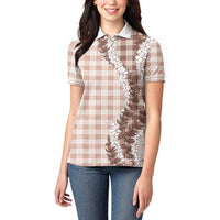 Beige Hawaii Palaka Women Polo Shirt Hawaiian Honohono Lei LT05 - Polynesian Pride