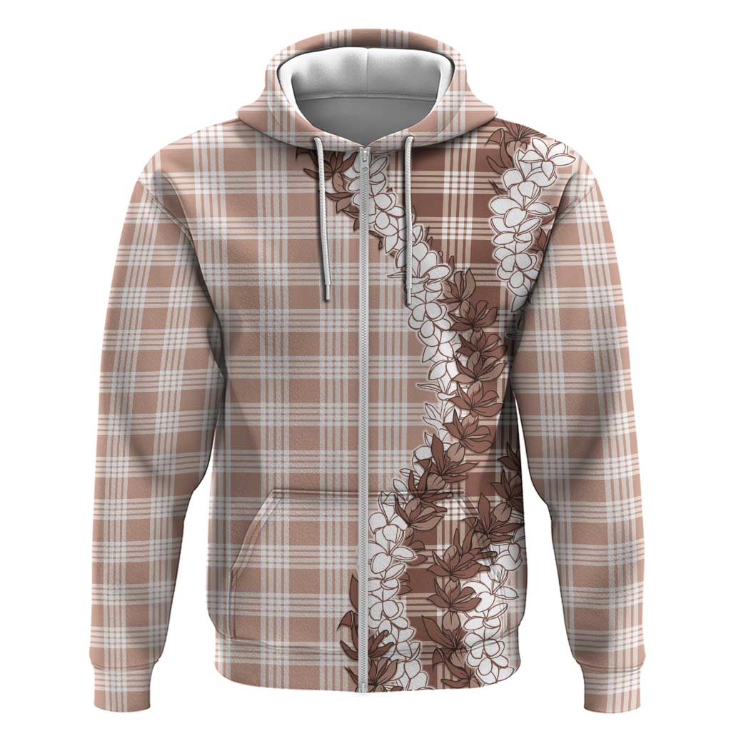 Beige Hawaii Palaka Zip Hoodie Hawaiian Honohono Lei LT05 Zip Hoodie Beige - Polynesian Pride