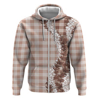 Beige Hawaii Palaka Zip Hoodie Hawaiian Honohono Lei LT05 Zip Hoodie Beige - Polynesian Pride