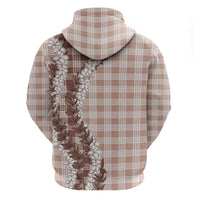 Beige Hawaii Palaka Zip Hoodie Hawaiian Honohono Lei LT05 - Polynesian Pride
