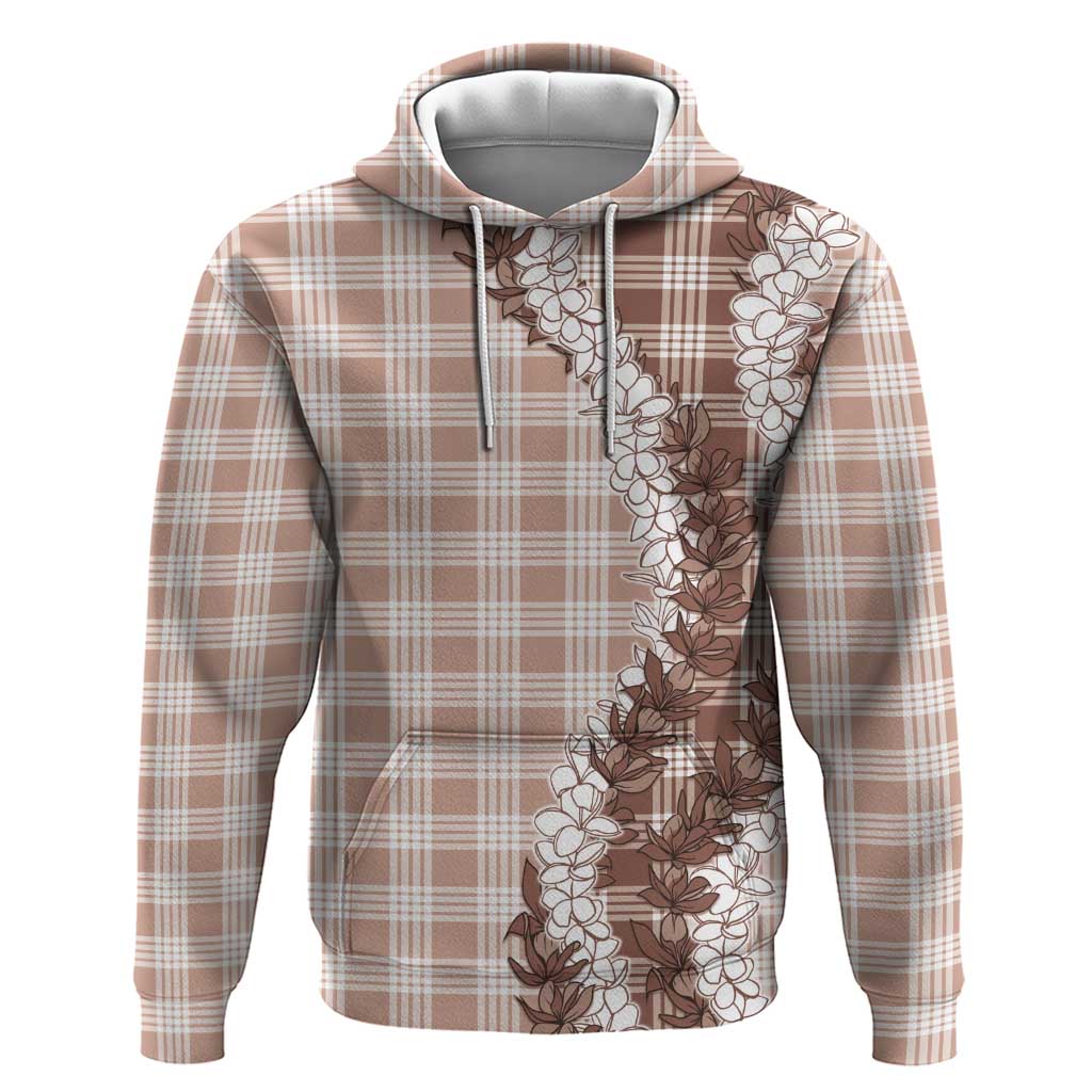 Beige Hawaii Palaka Zip Hoodie Hawaiian Honohono Lei LT05 Pullover Hoodie Beige - Polynesian Pride