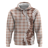 Beige Hawaii Palaka Zip Hoodie Hawaiian Honohono Lei LT05 Pullover Hoodie Beige - Polynesian Pride