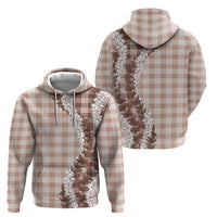 Beige Hawaii Palaka Zip Hoodie Hawaiian Honohono Lei LT05 - Polynesian Pride