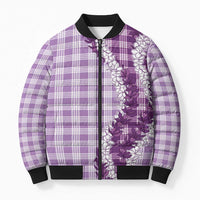 Violet Hawaii Palaka Bomber Puffer Jacket Hawaiian Honohono Lei LT05 Unisex Violet - Polynesian Pride