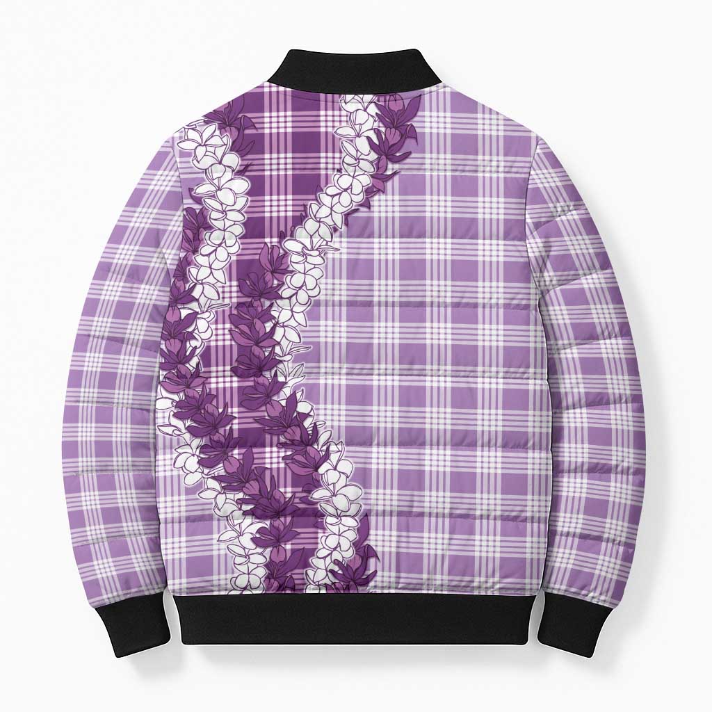Violet Hawaii Palaka Bomber Puffer Jacket Hawaiian Honohono Lei LT05 - Polynesian Pride