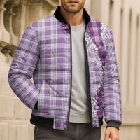 Violet Hawaii Palaka Bomber Puffer Jacket Hawaiian Honohono Lei LT05 - Polynesian Pride