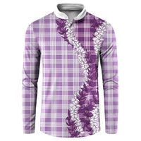 Violet Hawaii Palaka Button Sweatshirt Hawaiian Honohono Lei LT05 Violet - Polynesian Pride