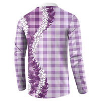 Violet Hawaii Palaka Button Sweatshirt Hawaiian Honohono Lei LT05 - Polynesian Pride