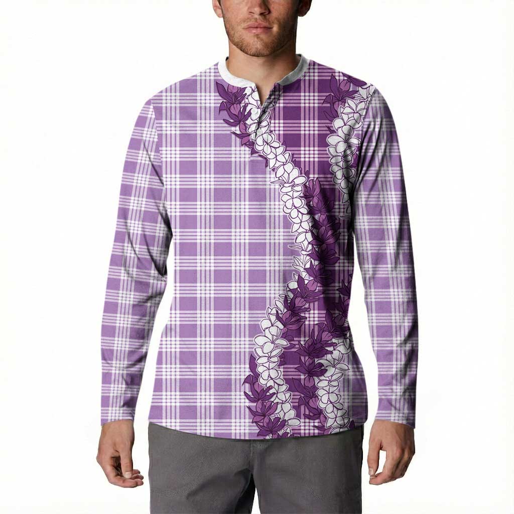 Violet Hawaii Palaka Button Sweatshirt Hawaiian Honohono Lei LT05 - Polynesian Pride