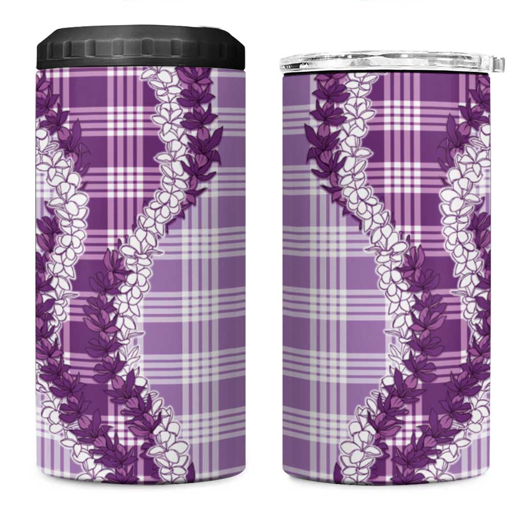 Violet Hawaii Palaka 4 in 1 Can Cooler Tumbler Hawaiian Honohono Lei LT05 One Size: 16 oz Violet - Polynesian Pride
