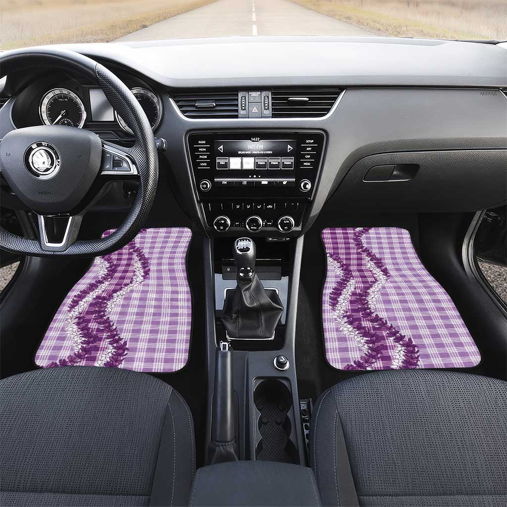 Violet Hawaii Palaka Car Mats Hawaiian Honohono Lei LT05 Set 2pcs - Front Violet - Polynesian Pride