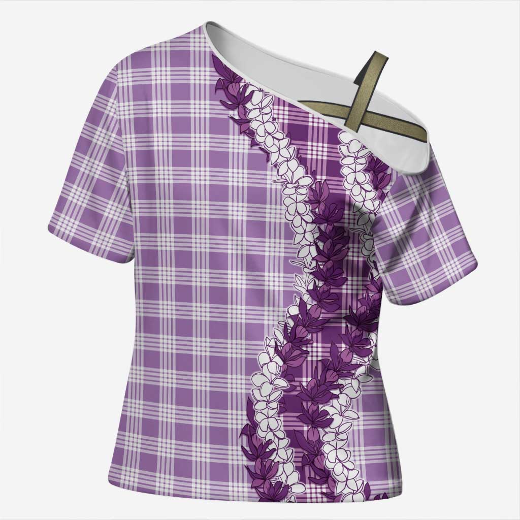 Violet Hawaii Palaka Cross Shoulder Shirt Hawaiian Honohono Lei LT05 Female Violet - Polynesian Pride
