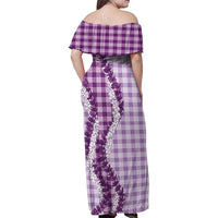 Violet Hawaii Palaka Family Matching Off Shoulder Maxi Dress and Hawaiian Shirt Hawaiian Honohono Lei