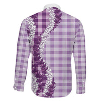 Violet Hawaii Palaka Family Matching Puletasi and Hawaiian Shirt Hawaiian Honohono Lei