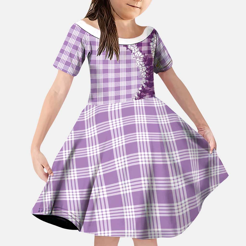 Violet Hawaii Palaka Family Matching Summer Maxi Dress and Hawaiian Shirt Hawaiian Honohono Lei