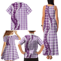 Violet Hawaii Palaka Family Matching Tank Maxi Dress and Hawaiian Shirt Hawaiian Honohono Lei