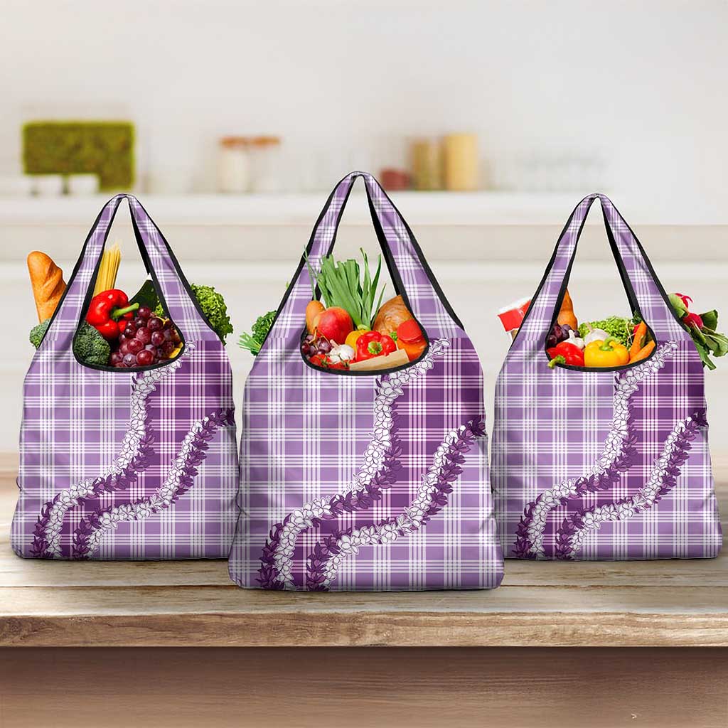 Violet Hawaii Palaka Grocery Bag Hawaiian Honohono Lei LT05 3-pack One Size Violet - Polynesian Pride