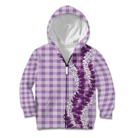 Violet Hawaii Palaka Kid Hoodie Hawaiian Honohono Lei LT05 Zip Hoodie Violet - Polynesian Pride