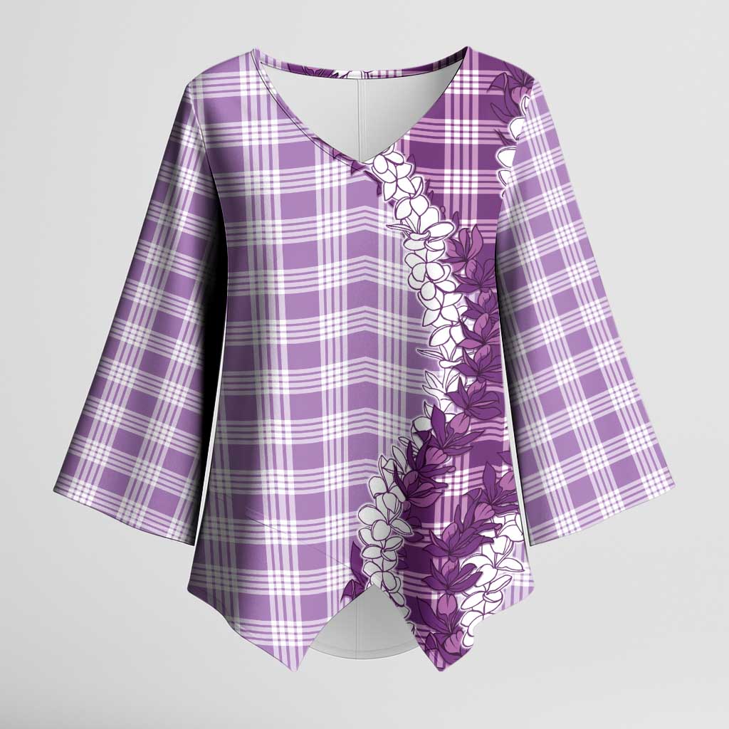 Violet Hawaii Palaka Kimono Sleeve Blouse Hawaiian Honohono Lei LT05 Female Violet - Polynesian Pride