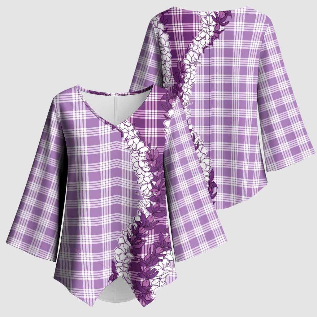 Violet Hawaii Palaka Kimono Sleeve Blouse Hawaiian Honohono Lei LT05 - Polynesian Pride
