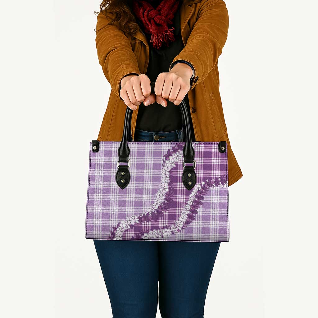 Violet Hawaii Palaka Leather Bag Hawaiian Honohono Lei LT05 - Polynesian Pride
