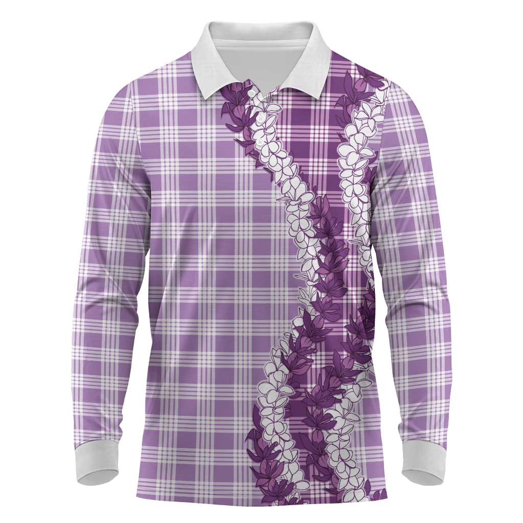 Violet Hawaii Palaka Long Sleeve Polo Shirt Hawaiian Honohono Lei LT05 Violet - Polynesian Pride