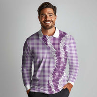 Violet Hawaii Palaka Long Sleeve Polo Shirt Hawaiian Honohono Lei LT05 - Polynesian Pride