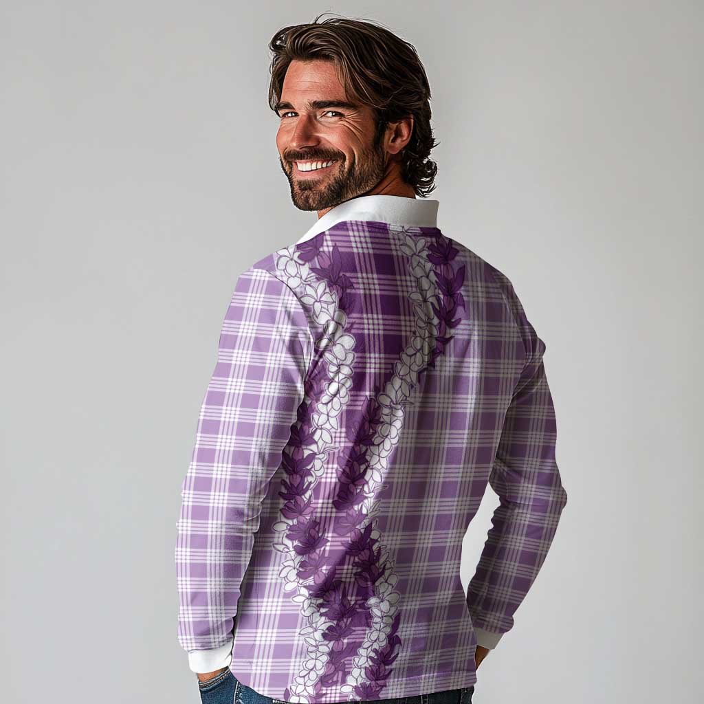 Violet Hawaii Palaka Long Sleeve Polo Shirt Hawaiian Honohono Lei LT05 - Polynesian Pride