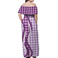 Violet Hawaii Palaka Off Shoulder Maxi Dress Hawaiian Honohono Lei LT05 - Polynesian Pride