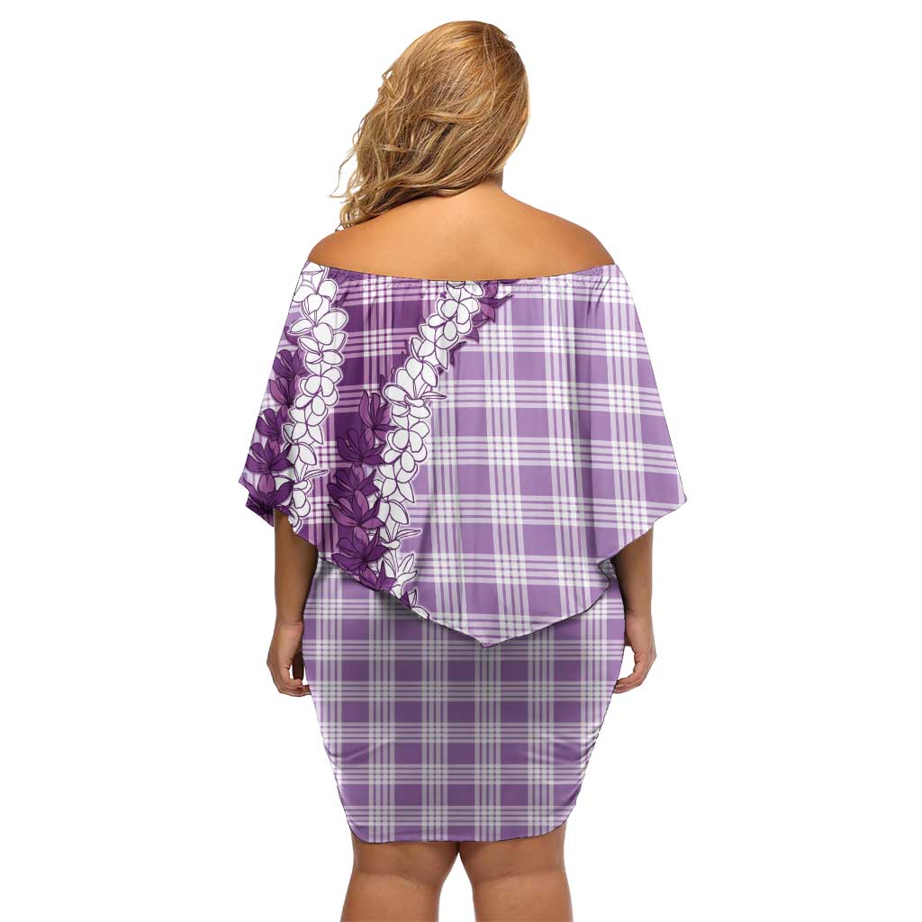 Violet Hawaii Palaka Off Shoulder Short Dress Hawaiian Honohono Lei LT05 - Polynesian Pride