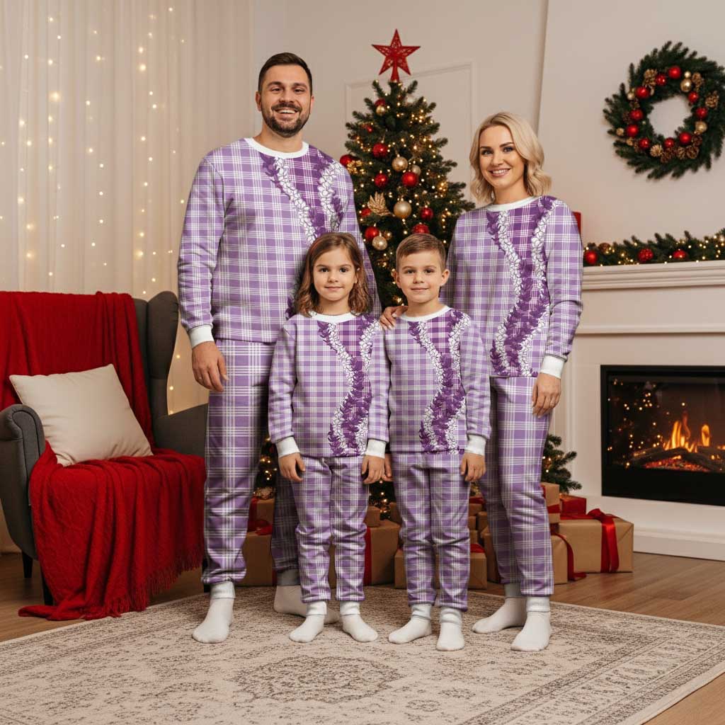 Violet Hawaii Palaka Pajama Set Hawaiian Honohono Lei LT05 - Polynesian Pride