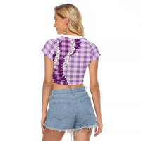 Violet Hawaii Palaka Raglan Cropped T Shirt Hawaiian Honohono Lei LT05 - Polynesian Pride