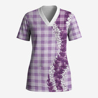 Violet Hawaii Palaka Scrub Top Hawaiian Honohono Lei LT05 Adult Violet - Polynesian Pride