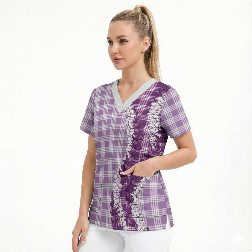 Violet Hawaii Palaka Scrub Top Hawaiian Honohono Lei LT05 - Polynesian Pride