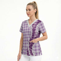 Violet Hawaii Palaka Scrub Top Hawaiian Honohono Lei LT05 - Polynesian Pride